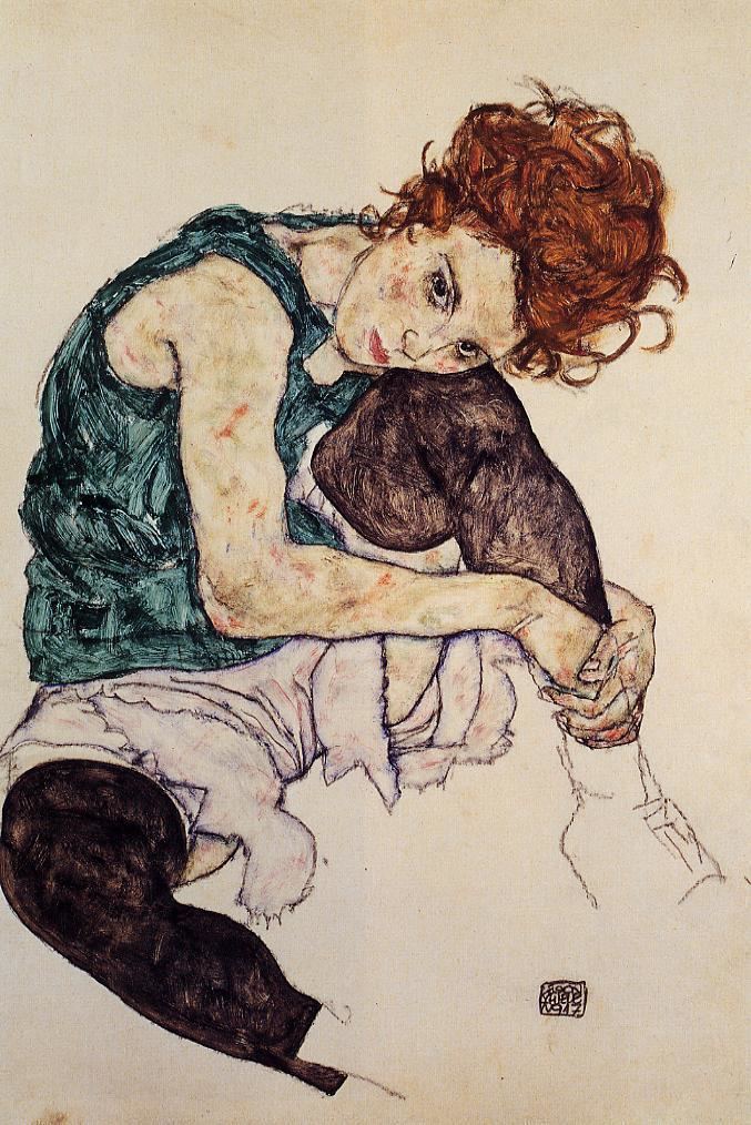 Egon Schiele Seated Woman with Bent Knee Egon Schiele WikiArtorg