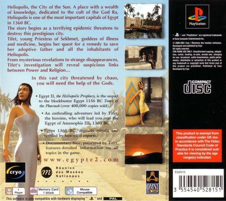 Egypt 2 Egypt II The Heliopolis Prophecy 2001 PlayStation box cover art