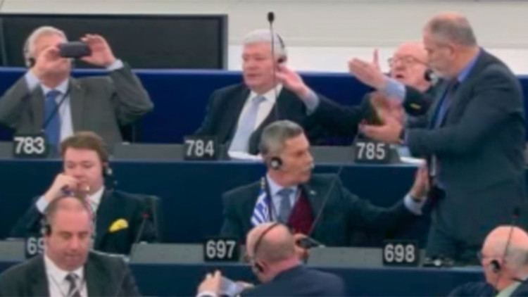 Eleftherios Synadinos Turks are barbaric dirty Greek MEP booted out of plenary for