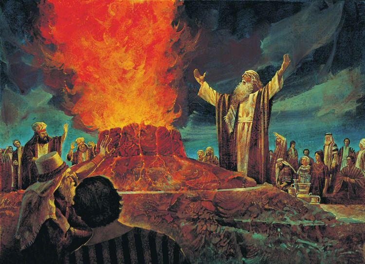 Prophet Elijah on Mount Carmel praying to God
