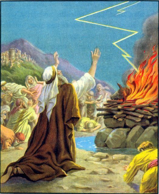 A painting of Elijah praying to God