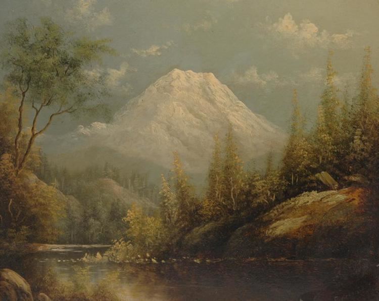Eliza Barchus Oil on Panel by Eliza Barchus 18571959 of Mt Rainier