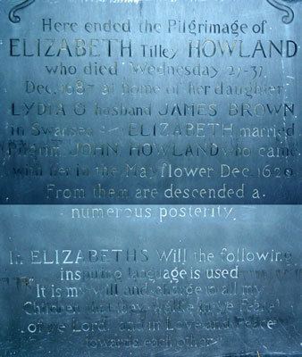 Elizabeth Tilley Elizabeth Howland Tilley Mayflower Passenger 1607 1687