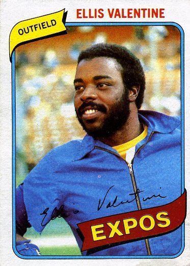 Ellis Valentine 1980 Topps 395 Ellis Valentine Montreal Expos Baseball Cards