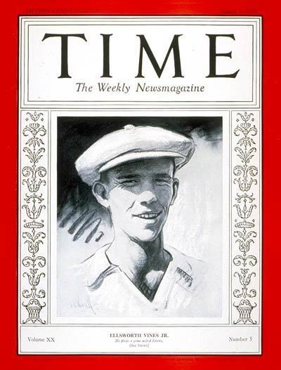 Ellsworth Vines TIME Magazine Cover Ellsworth Vines Jr Aug 1 1932