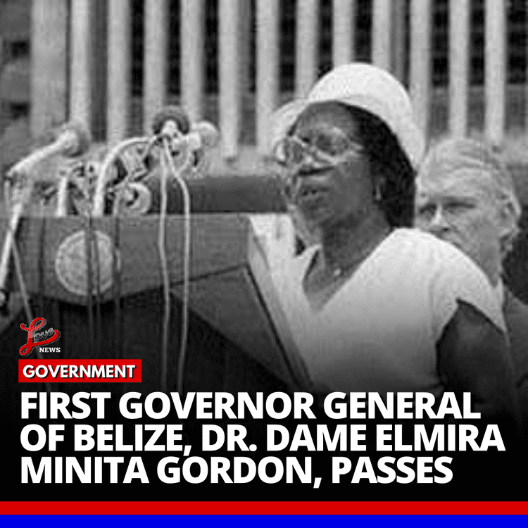 Image may contain: one or more people, text that says 'NEWS GOVERNMENT FIRST GOVERNOR GENERAL OF BELIZE, DR. DAME ELMIRA MINITA GORDON, PASSES'