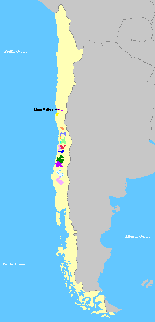 Elqui Valley (wine region) Map of Wine Regions in Chile