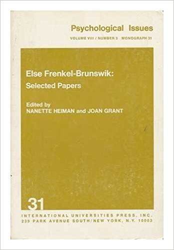 Else Frenkel-Brunswik Selected Papers Monograph Else FrenkelBrunswik Nanette Heiman