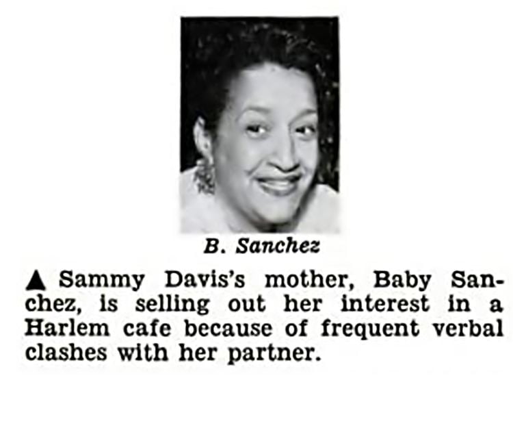 Elvera Sanchez Sammy Davis Jr39s Mother Baby Sanchez Sells Interest in