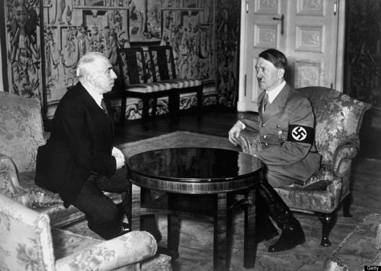 Emil Hácha Adolf Hitler informs Czech President Emil Hcha of Historical Times