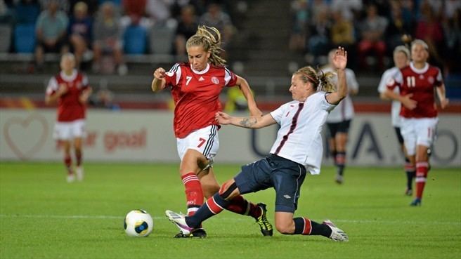 Emma Madsen Emma Madsen Denmark Trine Rnning Norway UEFA Womens EURO