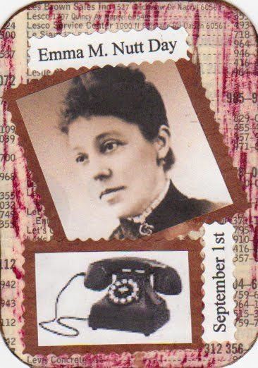 A postcard featuring Emma Nutt and celebrating Emma Nutt Day which is celebrated every September 1.