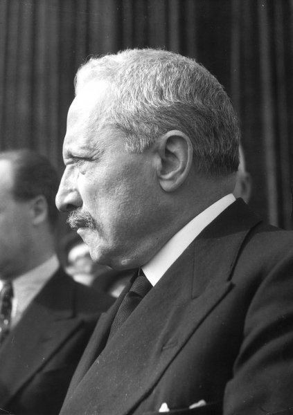 Enrico De Nicola Enrico De Nicola at a trade fair in Milan 1949 Posters