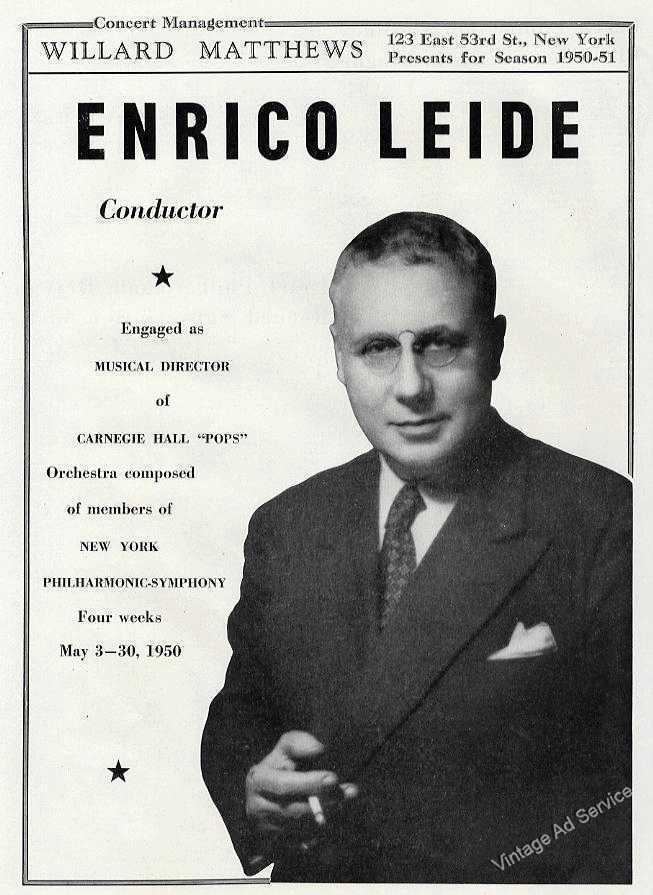 Enrico Leide Enrico Leide Conductor Collectible Ad 1950 Original Whats it worth