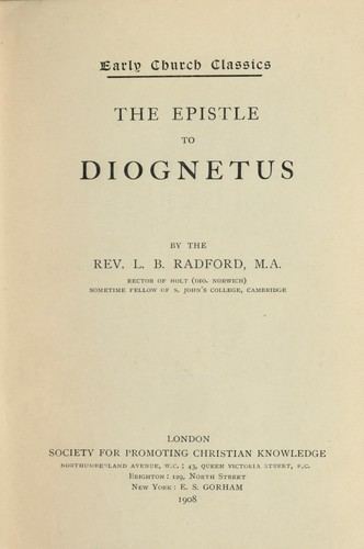 Epistle to Diognetus httpscoversopenlibraryorgwid7189650Ljpg