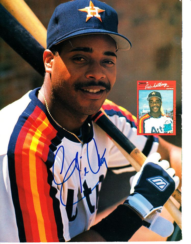 Eric Anthony Eric Anthony autographed Houston Astros Beckett Baseball back cover