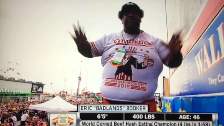 Eric Booker Eric Badlands Booker Nathans hot dog eating contest best intro July