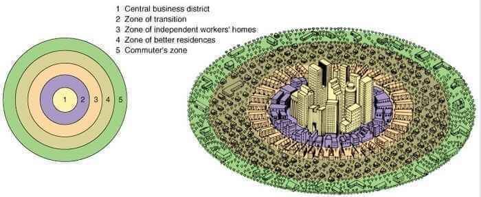 Ernest Burgess Burgess model or concentric zone model Urban Development Model
