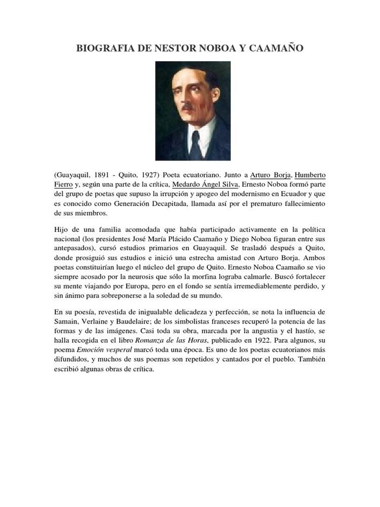 Biografia de Nestor Noboa y Caamaño | PDF | Poetas | Poesía