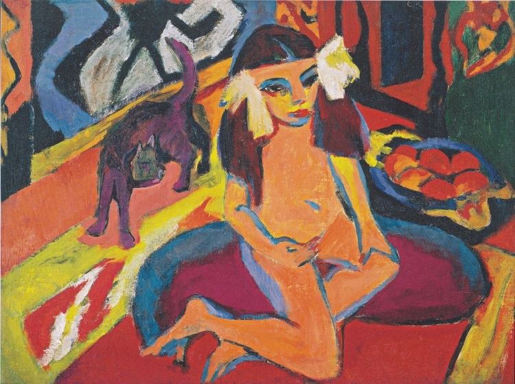 Ernst Ludwig Kirchner Girl with Cat Franzi Ernst Ludwig Kirchner WikiArtorg