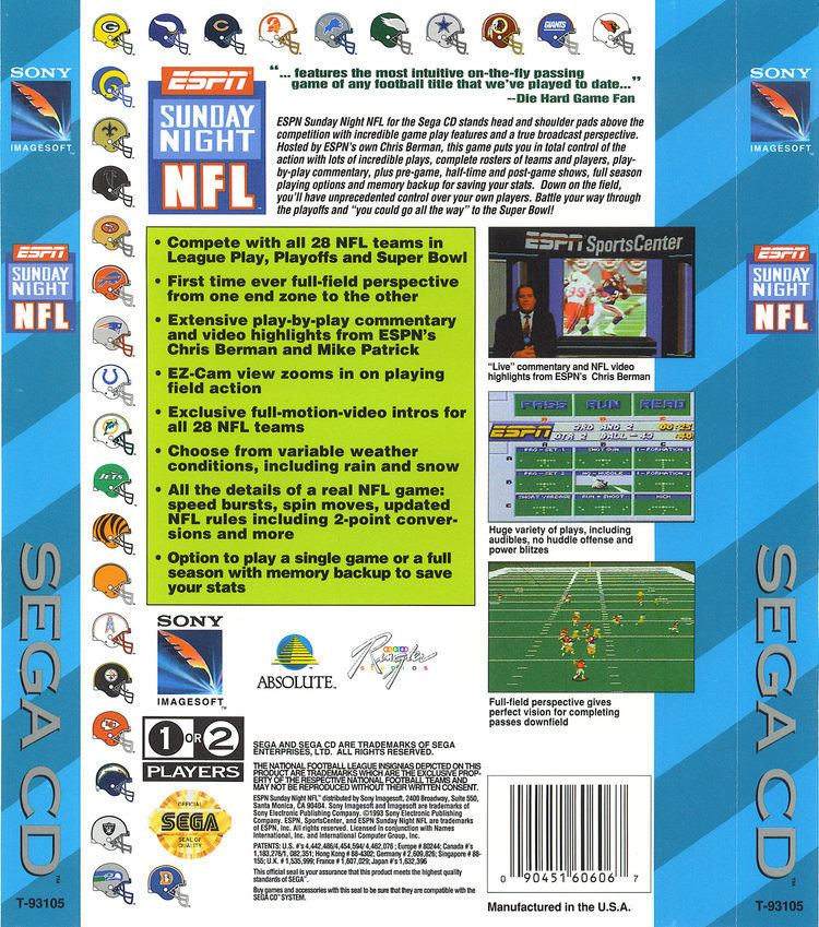 ESPN Sunday Night NFL ESPN Sunday Night NFL U ISO lt SegaCD ISOs Emuparadise