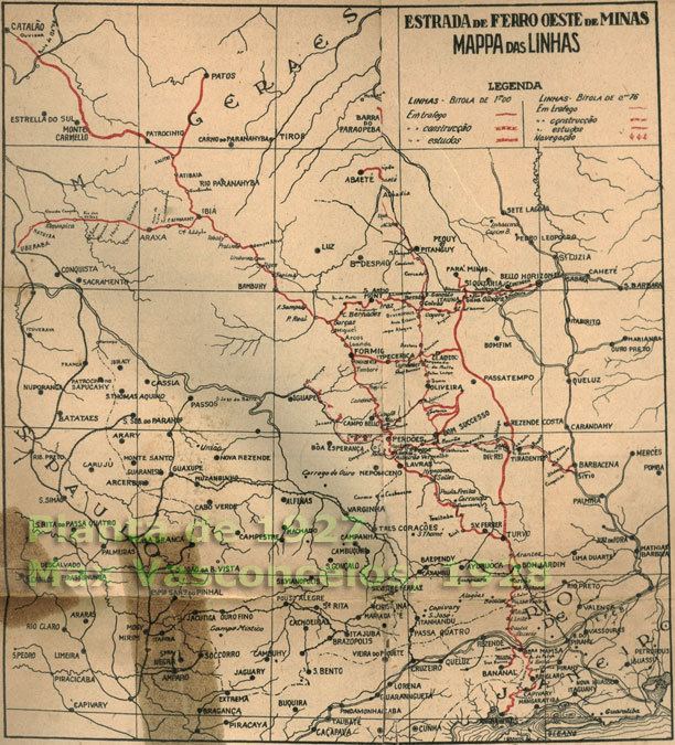 Estrada de Ferro Oeste de Minas Mapa da Estrada de Ferro Oeste de Minas EFOM em 1927 no relatrio