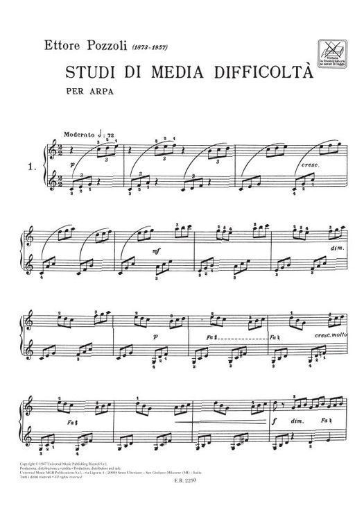 Ettore Pozzoli Sheet music for harp Ettore Pozzoli Studi di media