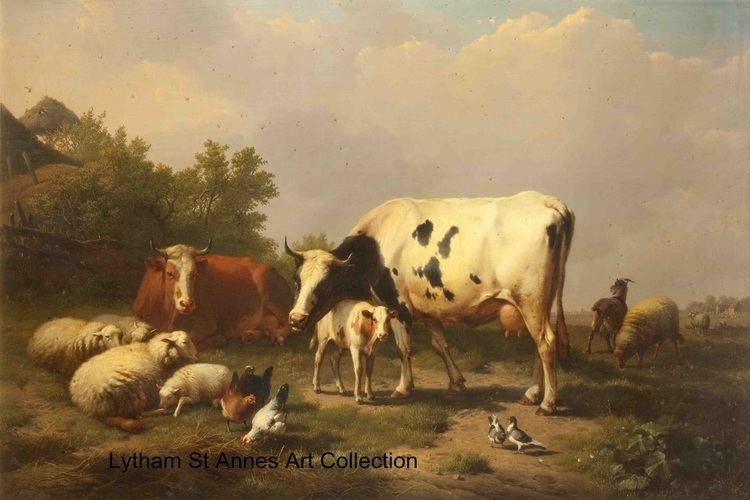 Eugène Joseph Verboeckhoven Cattle and Sheep in a Landscape by Eugene Joseph Verboeckhoven The