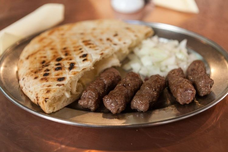 Ćevapi evapi are a grilled minced meat a specialty in Bosnia and Herzegovina