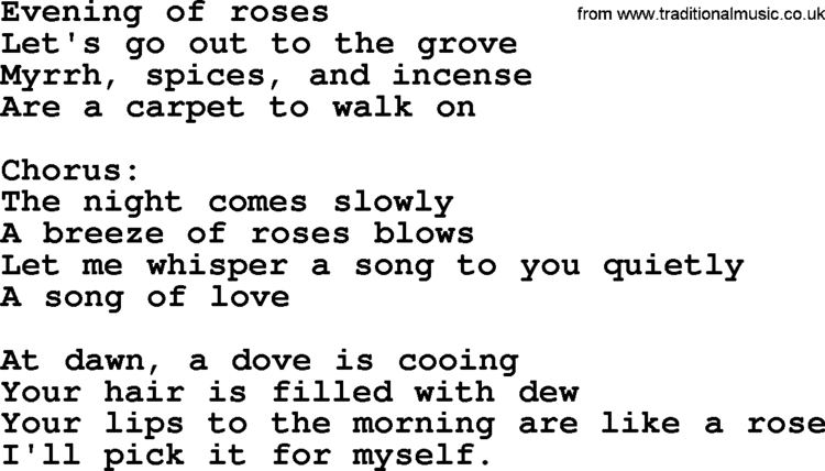 Evening of Roses Evening Of Roses by The Byrds lyrics with pdf