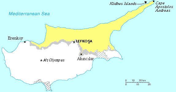 Extreme points of Northern Cyprus