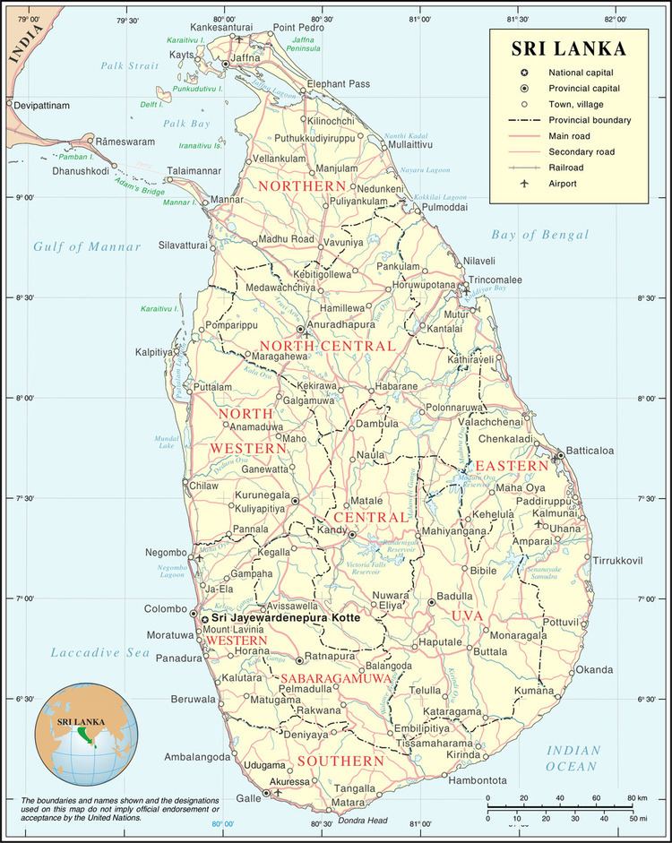 Extreme points of Sri Lanka