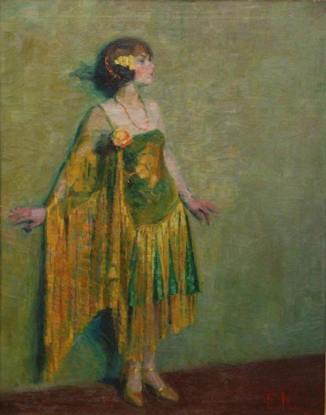 F. Luis Mora 31 F LUIS MORA OIL PAINTING ON CANVAS OF DECO WOMAN Lot 31