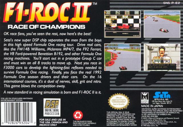 F1 ROC II: Race of Champions F1 ROC II Race of Champions Box Shot for Super Nintendo GameFAQs