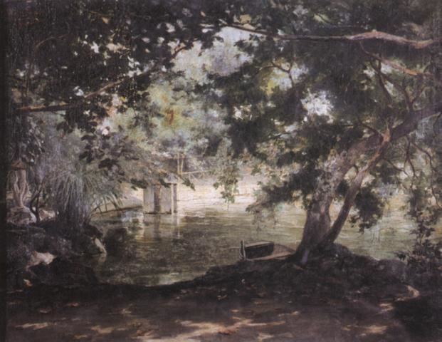 Un recuerdo de la Villa Borghese (A remembrance of the Villa Borghese), oil on canvas, 1909, by Fabián de la Rosa