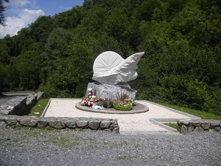 The monument to Fabio Casartelli on the Col de Portet d'Aspet