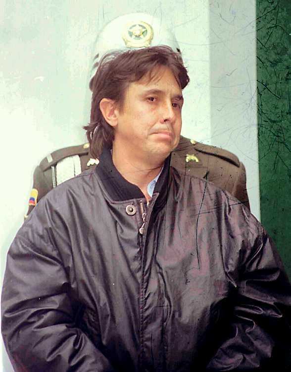 Fabio Ochoa Vásquez pouting while he was being arrested by the police