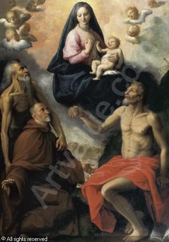 Fabrizio Santafede Madonna con i Santi Onofrio Girolamo e un devoto sold by