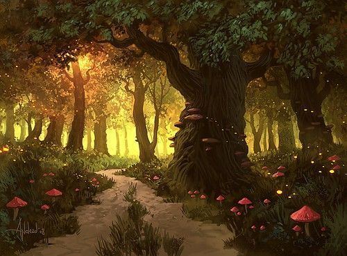 Fairy Tale Forest path illustrations fairytaleforestillustrationmistpath