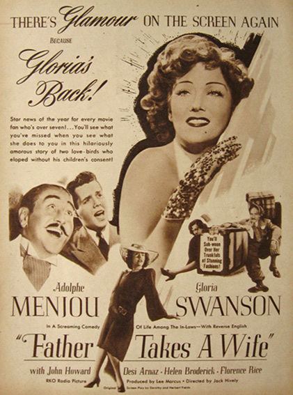 Father Takes a Wife 1941 Father Takes a Wife Movie Ad Gloria Swanson Vintage Movie Ads