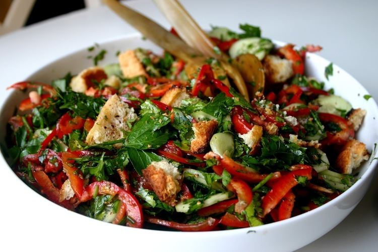 Fattoush Nuts about food Fattoush with za39atar croutons
