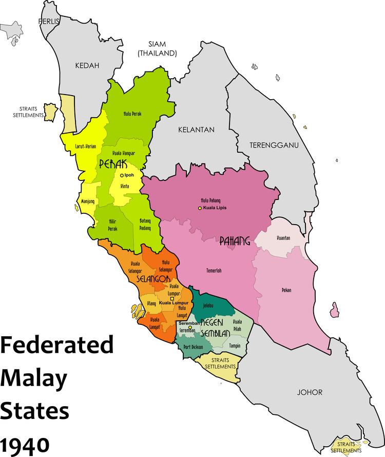 Federated Malay States Clipart Map of the Federated Malay States 1940