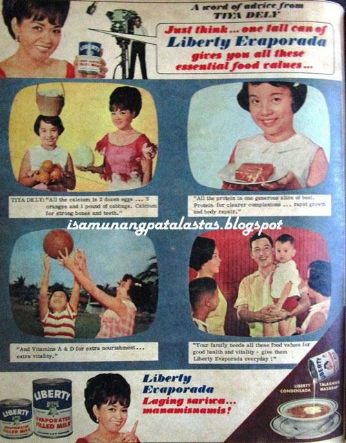 ISA MUNANG PATALASTAS: 328. DELY "Tiya Dely" MAGPAYO FOR LIBERTY EVAPORADA,  1966