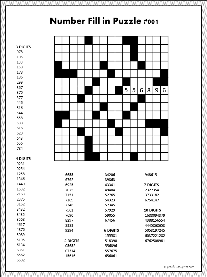 Number Fill-In Puzzle