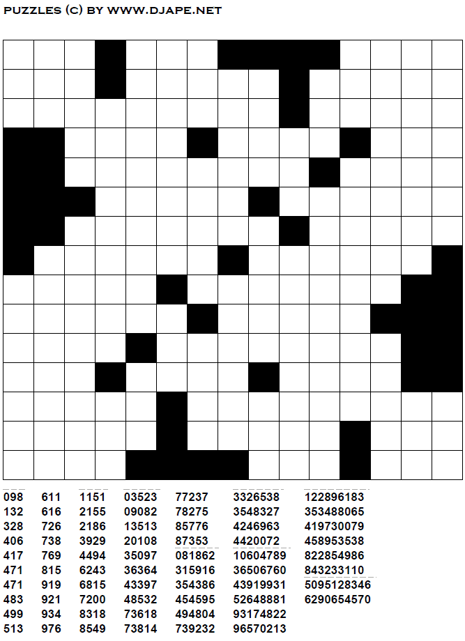 Fill-In Numbers Puzzle