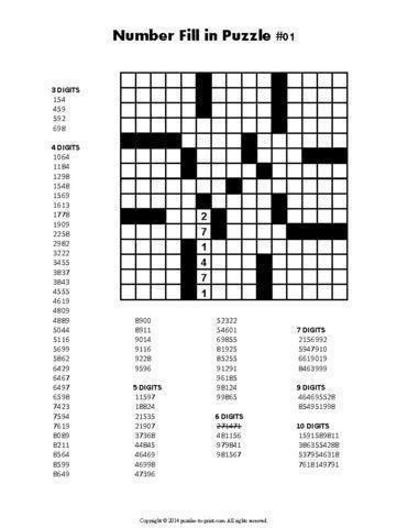 number fill ins online puzzles