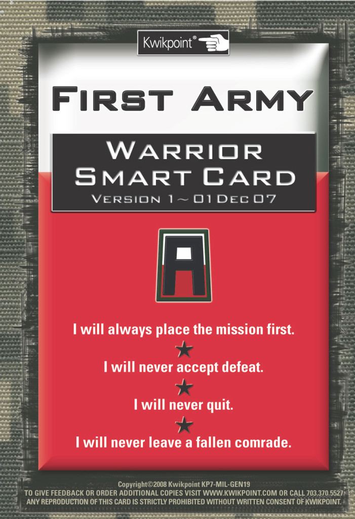 First United States Army First Army Warrior Smart Card Kwikpointcom Kwikpointcom Visual