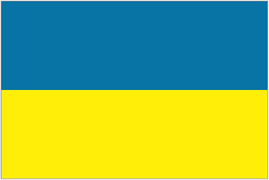 The Flag of Ukraine consists of equally sized horizontal bands of blue and yellow.