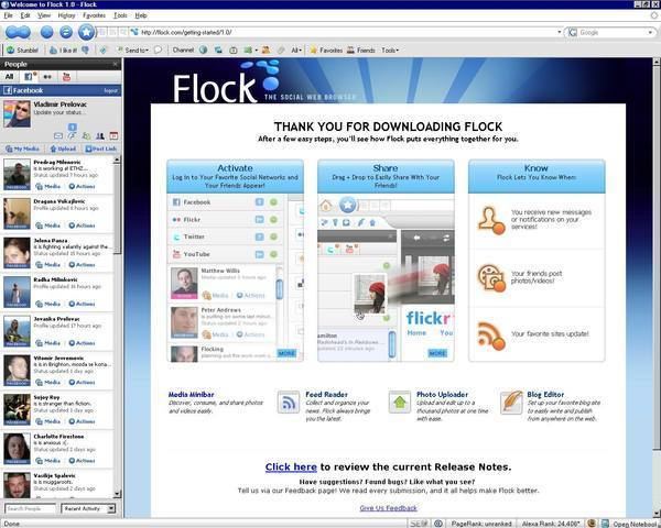 Flock (web browser) Spread your wings fly the Flock