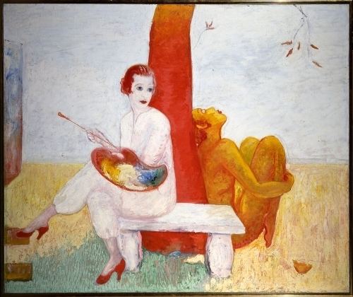 Florine Stettheimer SelfPortrait with Palette Painter and Faun Florine